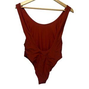 Aerie Swimsuit One Piece Women Rust Orange Scoop Neck Swimwear Size M